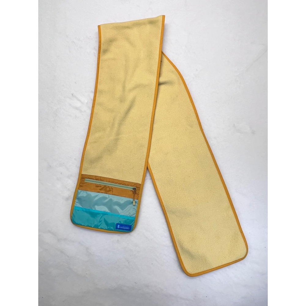 Cotopaxi Teca Fleece Scarf Yellow with Zippered Stash Pocket Multi Color Trim